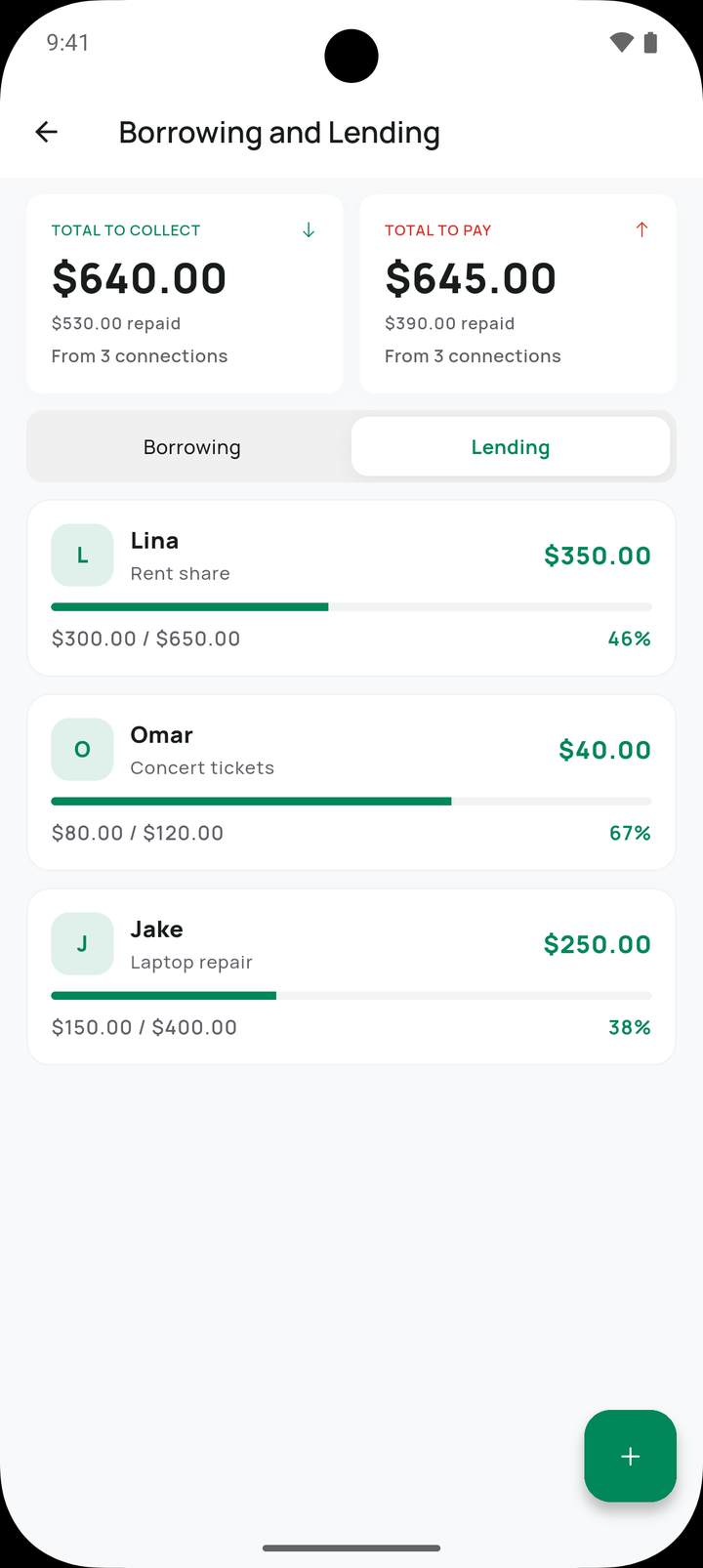 Walley borrowing and lending ledger